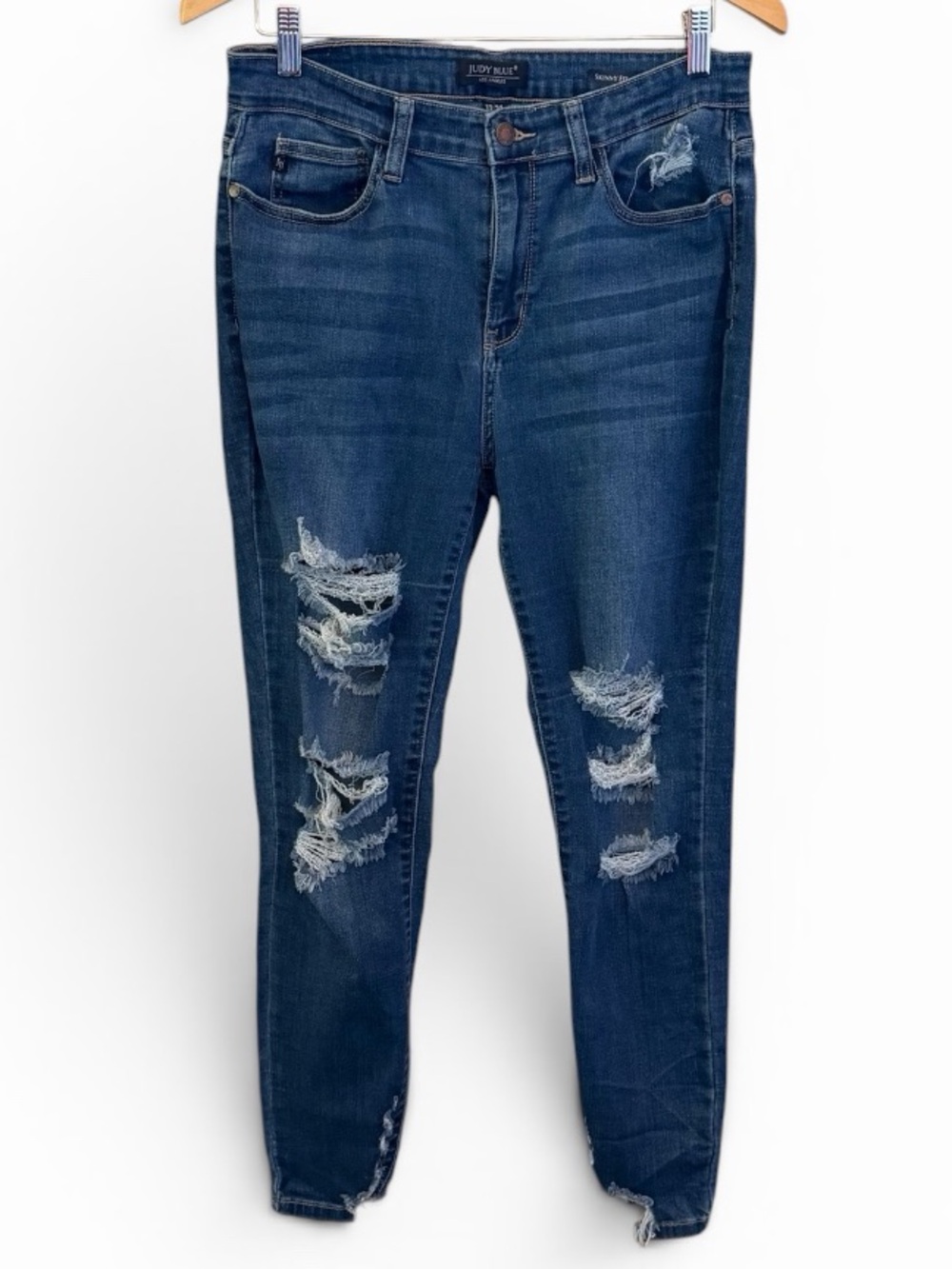 Judy Blue Dark Blue Distressed Skinny Jeans Great Condition size 31